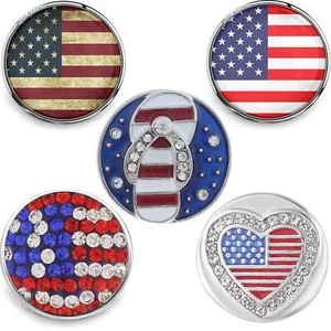 Dije a presión de joyería a presión de bandera estadounidense 18 mm militar patriota EE. UU. botón a presión - Imagen 1 de 14