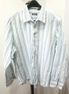 Men's Kenneth Cole Reaction Blue White Purple Striped Dress Shirt XL - Picture 1 of 10
