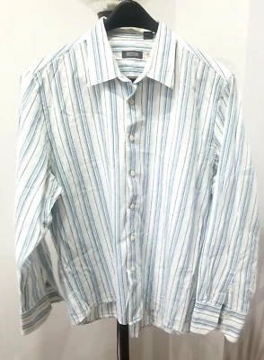 Camisa de vestir para hombre Kenneth Cole Reaction azul blanco púrpura a rayas XL Foto 1 de 4