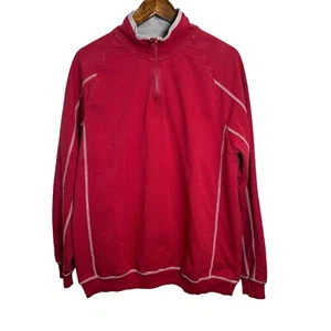 Orvis 1/4 Zip Pullover Sweatshirt Contrast Seams Men’s Medium Red - Picture 1 of 8