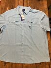 NWT Guy Harvey Shirt Mens XXL Short Sleeve Button Up Fishing Shirt Aqua Blue