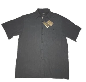 BRUNO Short Sleeve button Up shirt men M 15.5 dark indigo soft sueded microfiber - Picture 1 of 4