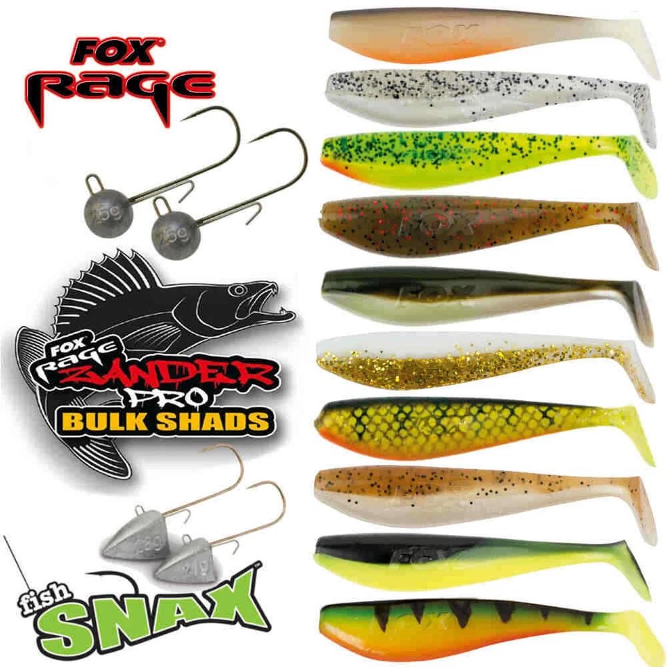 Fox Rage Zander Shad Profi Set 25 teilig  alle Farben + 5 Jighaken Pro Shop - Bild 1 von 1