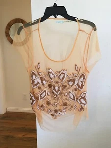 Kimichi blau durchsichtig Perlen Shirt M/L $ 120 unverbindliche Preisempfehlung des Herstellers - Bild 1 von 5