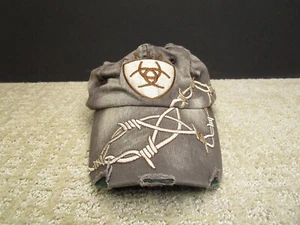 Ariat Cap Hat Men Strap Back Adjustable Brown Cowboy Barbed Wire Distressed Logo - Picture 1 of 7