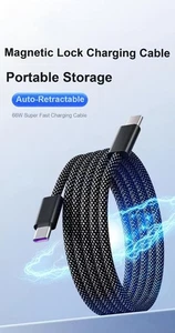 Cavo di ricarica magnetico USB a Type-C 3 piedi / 1 m 65 W super veloce in nylon autoavvolto - Foto 1 di 11