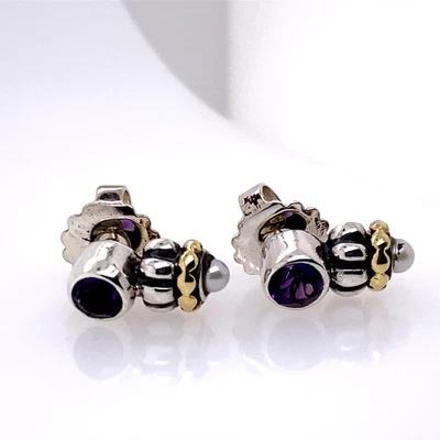 Aretes de plata de ley amatista Lagos (DG7153410) Foto 1 de 4