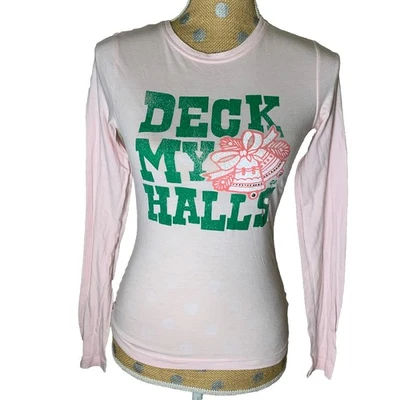 Y2K Rare Y2K American Eagle Out. Pink Graphic Long Sleeve Graphic Shirt Holiday - Image 1 of 4