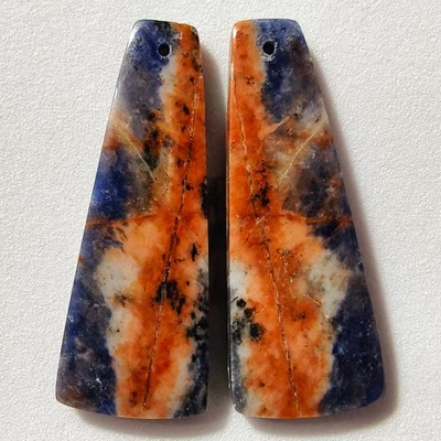 34 克拉天然钠石钻火柴一对凸圆形宝石 36.2 X 13.9 毫米 — 第 1/3 张图片