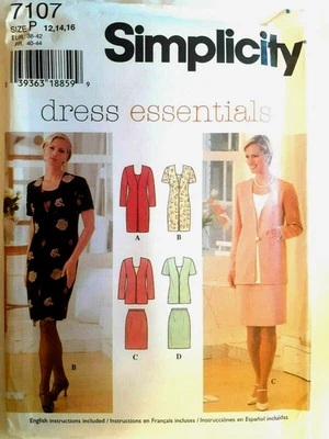 Simplicity 7107 Dress Top Skirt Sewing Pattern Ladies 12 14 16 UC Essentials - Image 1 of 4