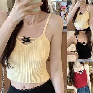 Retro Style Women's Casual Bow Camisole Vest Comfortable Fit for Everyday Use - Picture 1 of 27