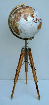 Globo Floor World com suporte de tripé de madeira 18" grande mapa moderno Atlas Globe Deco - Imagem 1 de 4