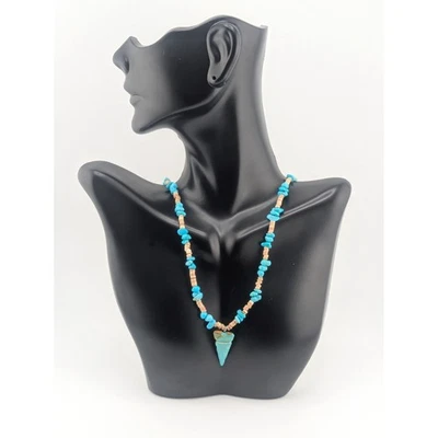 Navajo Pendant Jewelry Natural MIni Turquoise Nuggets Melon Shell Necklace *** - Image 1 of 4