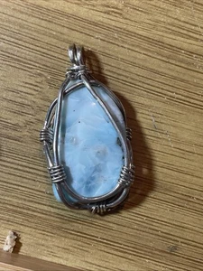 Colgante Piedra Larimar República Dominicana Natural Genuino .925 Montura Plata 12g - Imagen 1 de 4
