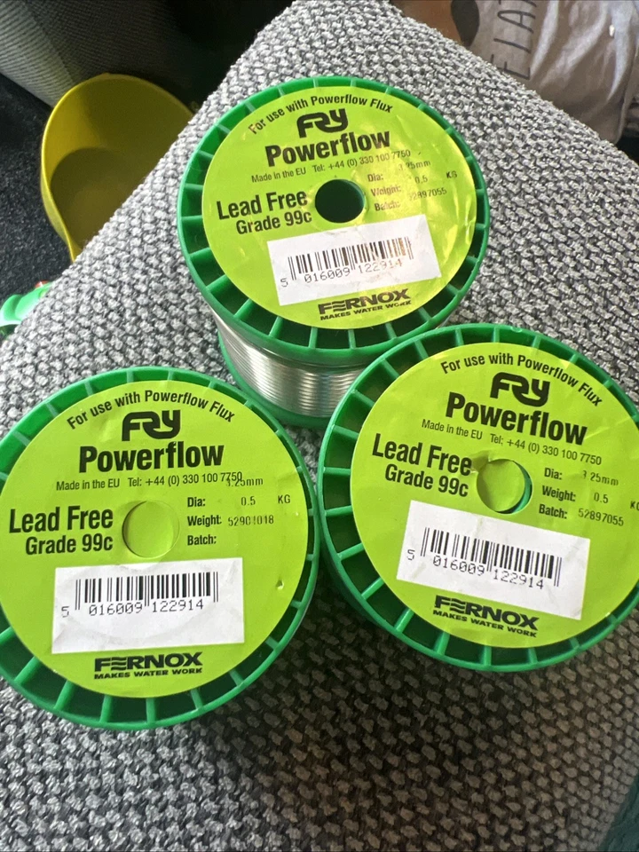 New listing3 X FRY FERNOX POWERFLOW LEAD FREE SOLDER TIN COPPER PIPE BRAZING 99C 3.25 500g