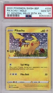 2020 Pokemon SWSH BSP General Mills 25th Promo PSA 10 Pikachu Holo #039 2021 - Picture 1 of 2