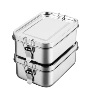 2 Pcs Stainless Steel Bento Box, 850ml (28oz) Metal Food Storage Snack Contai... - Picture 1 of 7
