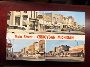 c1950’s Main Street, Cheboygan, Michigan Vintage Postcard - Picture 1 of 2
