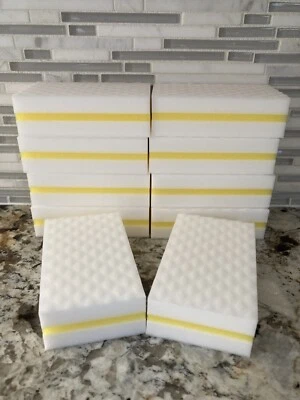 10 PACK YELLOW Magic Melamine Sandwich Sponge Eraser Heavy Duty Extra Durable - Image 1 of 4