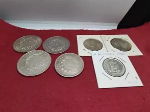 50 Francs, 5 mark, 2 bolivars, lot of 7 coins silver, C009 - Bild 1 von 24