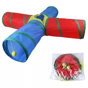 Foldable Cat Tunnel Cross Interactive Pet Tunnel Tube with Play Balls - Picture 1 of 8