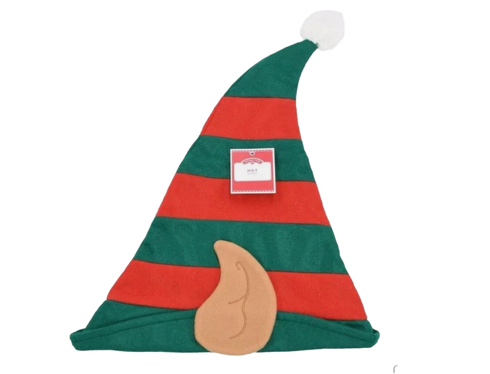 Christmas HAT Santa's Elf Ears Red Green STRIPE Unisex Adult Prima Creations FUN