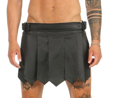 XS-3XL Medieval Skirt Kilt Real Leather 1 Belt Buckles A Legionnaire Clubwear - Image 1 of 4