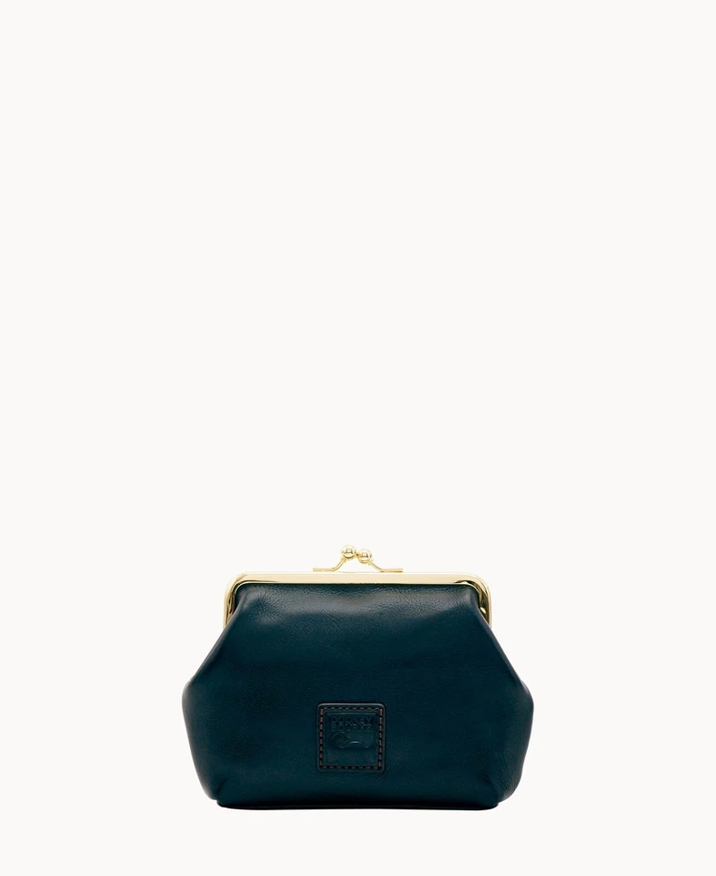 Dooney & Bourke Florentine Leather Framed Kiss Lock Coin Purse in Chestnut