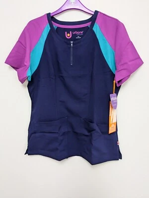 Urbane UltimateTwo Pocket U-Neck Zip Front Scrub Top, Sz. M #9069,  NICE!! - Image 1 of 4
