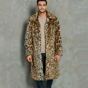Giacca Uomo in Pelliccia Finta Leopardo Occidentale Outwear Parkas Trench Giacche Plus - Foto 1 di 11