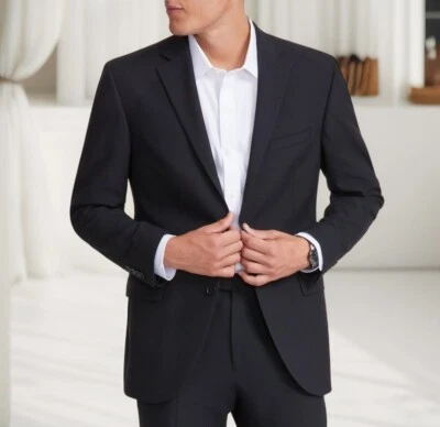 Traje Pantalón Dkny Para Hombres Calce Moderno Anidado Frente Plano Sin Forro Negro Talla 38S Defectuoso Foto 1 de 4