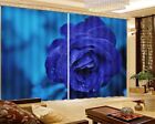 Blue Rose Raindrops 3D Curtain Blockout Photo Printing Curtains Drape Fabric