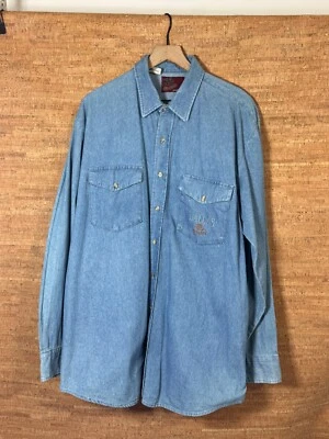 Camisa Denim Botón Vintage Dallas Cowboys XL 23x32 Mediana-Lavada Hecha en EE. UU. Foto 1 de 4