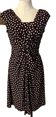 Vestido Chaps Ralph Lauren Marrón Lunares M Medio Elástico Línea A Midi Lavable Foto 1 de 4