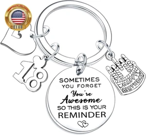 Birthday Keychain Gifts for Women Men Inspirational Birthday Keyring for Friends - Picture 1 of 3