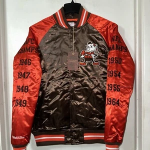 Cleveland Browns Mitchell & Ness NFL/AAFL Champs Mens Medium Satin Jacket New - Picture 1 of 21