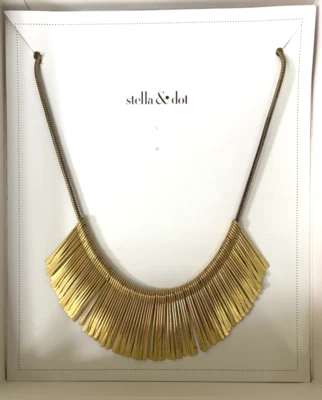 Collar con flecos de latón Stella & Dot, cadena serpiente, oro, ¡caja original!  Ajustable hasta 22" Foto 1 de 4