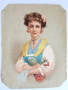 Vintage french art nouveau 1900 watercolor painting lady portrait to frame. - Picture 1 of 1
