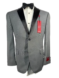 NEW ALFANI RED Mens Gray EVENING SLIM FIT SMOKING Sport Coat Blazer Jacket 42S - Picture 1 of 10