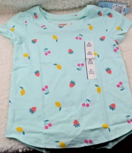 Toddler Girls' T-Shirt - Cat & Jack Mint Green Fruit Pattern Size 5T - Picture 1 of 4