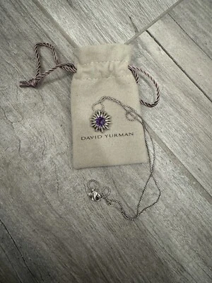 David Yurman Silver Starburst Pendant with Adjustable Box Chain and Amethyst - Image 1 of 4