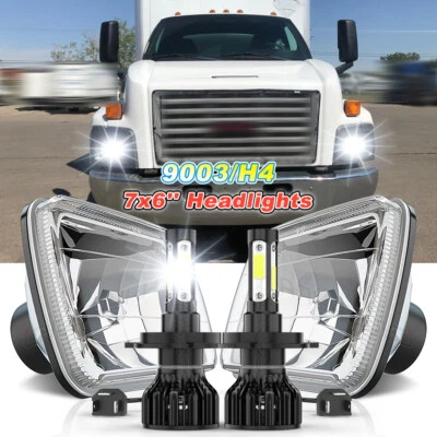 Par de faros LED 7x6" haz alto/bajo aptos para GMC Safari C6500 C7500 Topkick Truck Foto 1 de 4