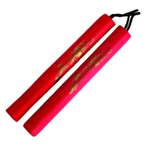 Nunchaku de espuma de 12" con estampado de dragón dorado (rojo) - Imagen 1 de 1