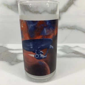 2008 Star Trek USS Enterprise Frosted Glass Cup Uhura Paramount Pictures Printed - Picture 1 of 9