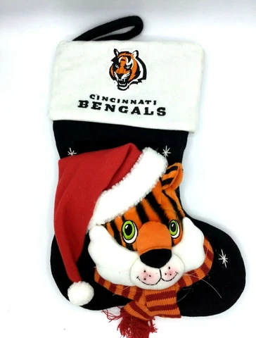 CINCINNATI BENGALS PLUSH EMBROIDERED CHRISTMAS HOLIDAY STOCKING FREE SHIPPING Cover