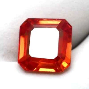 6.25 CT Naturale Arancione Zaffiro Asscher Certificato Loose Gemma Con Omaggio - Picture 1 of 8