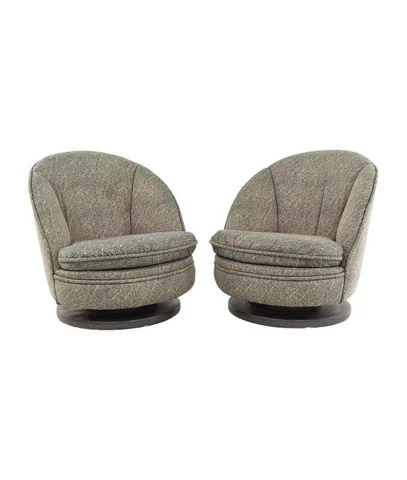 Milo Baughman Mid Century Swivel Rocking Lounge Chairs - A Pair Cover
