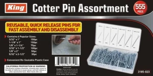 Neu King 555 Stck. Cotter Pin Sortiment Kit Etui Clip Schlüsselbefestigung Fitting SML Größe - Bild 1 von 2