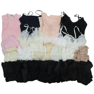 Lot of 25 Vintage Slip Skirts Pajama Lace Trim Beige White Black Pink Retro Chic - Picture 1 of 15