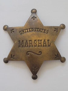Insignia occidental coleccionable - latón liso del viejo oeste insignia de 3" mariscal de los Estados Unidos - Imagen 1 de 2